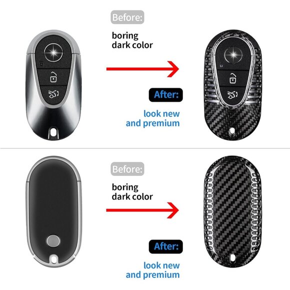 Mercedes-Benz Carbon Fiber Key Fob Cover Fits S, C, G, EQS, EQE 2020-2024 Models - Picture 3 of 7